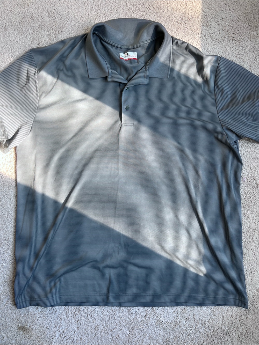 Men's Grey Stripe Performance Polo Shirt